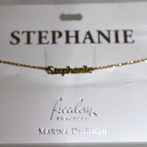 NIP Marina De Buchi Freedom Personlized Luxe Name Stephanie Gold Tone Bracelet